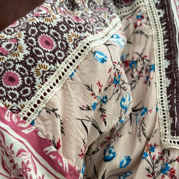 Sundance Everyday Dream Dress pink brown cream boho floral crochet loose size S - Picture 11 of 16